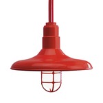 Shallow LED Pendant with Guard - Red / Opal