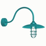 Retro Industrial Dome Outdoor Wall Light - Tahitian Teal / Clear