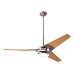 Torsion Ceiling Fan with Light - Bright Nickel / Maple