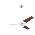 Torsion Ceiling Fan with Light - Gloss White / Mahogany Wood