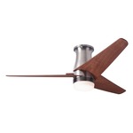 Velo Flush DC Ceiling Fan with Light - Bright Nickel / Mahogany Blades