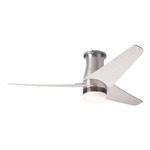 Velo Flush DC Ceiling Fan with Light - Bright Nickel / Whitewash