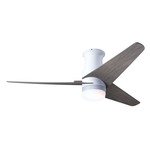 Velo Flush DC Ceiling Fan with Light - Gloss White / Graywash