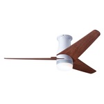 Velo Flush DC Ceiling Fan with Light - Gloss White / Mahogany Blades