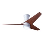 Velo Flush DC Ceiling Fan - Gloss White / Mahogany Blades