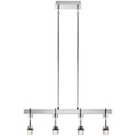 Ayse Linear Chandelier - Chrome / Matte Black / Clear Bubble