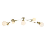 Sprig Linear Semi Flush Ceiling Light - Soft Gold / Opaline
