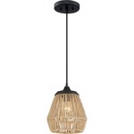 Romain Mini Pendant - Earth Black / Natural Rattan