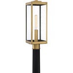 Westover Outdoor Post Light with Round Fitter - Antique Brass / Clear Seedy / Clear Seedy
