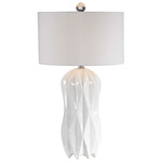 Malena Table Lamp - White / White Linen