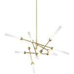 Linger Abstract Chandelier - Natural Brass / Clear Acrylic
