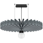 BuzziPleat Pendant with Globe Light - Black / Stone Grey Felt / Black Lace