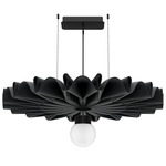 BuzziPleat Pendant with Globe Light - Black / Anthracite Felt / Black Lace