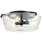 Alton Flush Mount Ceiling Light - Black / Clear Seeded