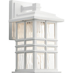 Beacon Square Outdoor Wall Sconce - White / Clear Hammered