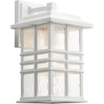 Beacon Square Outdoor Wall Sconce - White / Clear Hammered