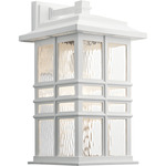 Beacon Square Outdoor Wall Sconce - White / Clear Hammered