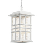 Beacon Square Outdoor Pendant - White / Clear Hammered