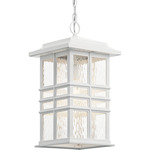 Beacon Square Outdoor Pendant - White / Clear Hammered