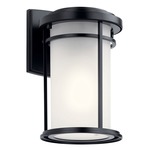 Toman Outdoor Wall Light - Black / Satin Etched