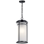 Toman Outdoor Pendant - Black / Satin Etched