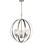 Winslow Round Chandelier - Brushed Nickel / Clear Seeded