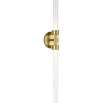 Linger Double Wall Sconce - Natural Brass / Clear