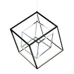 4 Square Double Pendant - Black / Polished Chrome