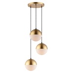 Half Moon Round Multi Light Pendant - Metallic Gold / Satin White