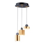 Nob Multi Light Pendant - Black / Gold / Clear