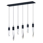 Quartz Linear Pendant - Matte Black / Crystal