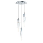 Quartz Round Multi Light Pendant - Polished Chrome / Crystal