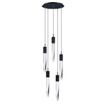 Quartz Round Multi Light Pendant - Matte Black / Crystal