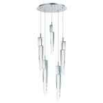 Quartz Round Multi Light Pendant - Polished Chrome / Crystal