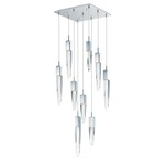 Quartz Multi Light Pendant - Polished Chrome / Crystal