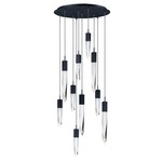 Quartz Round Multi Light Pendant - Matte Black / Crystal