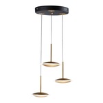 Saucer Round Multi Light Pendant - Black / Gold / Frosted