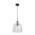 Simplicite Wavy Glass Wide Pendant - Black / Clear Wavy