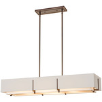 Exos Rectangular Double Shade Pendant - Bronze / Flax
