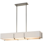 Exos Rectangular Double Shade Pendant - Natural Iron / Flax