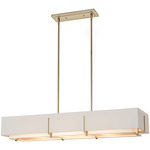 Exos Rectangular Double Shade Pendant - Soft Gold / Flax