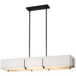 Exos Rectangular Double Shade Pendant - Black / Natural Anna