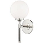 Bowery Globe Wall Sconce - Polished Nickel / Opal