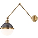 Latham Swing Arm Wall Sconce - Aged / Antique Distressed Bronze / Opal