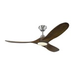 Maverick II Indoor / Outdoor Ceiling Fan with Light - Brushed Steel / Walnut