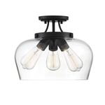 Octave Ceiling Semi Flush Light - Black / Clear