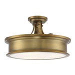 Watkins Semi Flush Ceiling Light - Warm Brass / Opal
