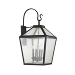Woodstock Outdoor Wall Light - Black / Clear Seeded