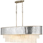Reverie Oval Chandelier - Champagne Gold / Hammered Stainless Steel