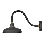 Foundry Outdoor Industrial Shade Curve Arm Wall Light - Textured Black